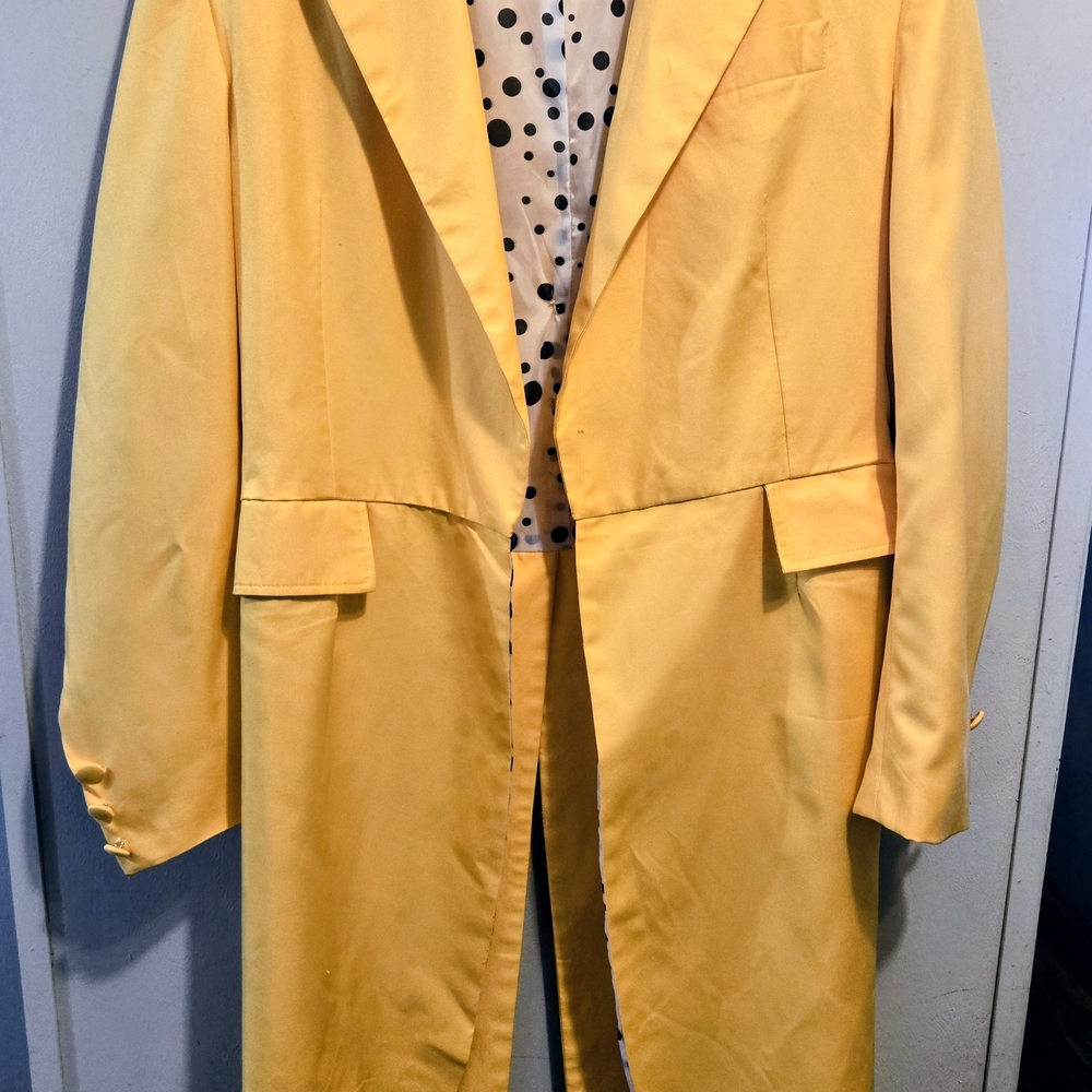 Men's Mustard Yellow Long Coat Jacket - Picture 3 of 10